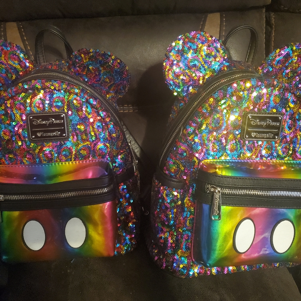 Rare Loungefly: Rainbow Sequins Mickey  Minnie Ears